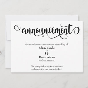 Anúncio de Casamento Cancelado com Letra Giratória