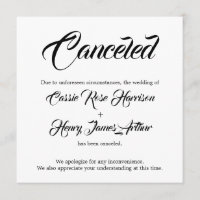 Anúncio de casamento cancelado elaborado em branco