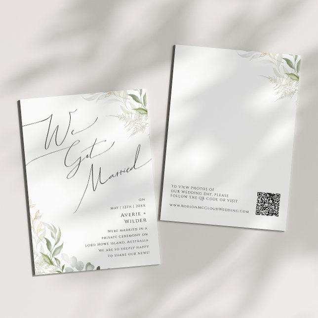 Anúncio de Casamento Caprichoso com Folhagens e Do (Criador carregado)