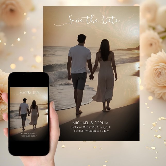 Anúncio de Casamento Casual Save the Date na Praia (Criador carregado)