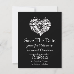 Anúncio de casamento Chic Black & White Heart