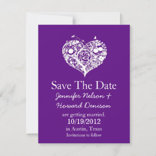 Anúncio de casamento Chic Purple & White Heart