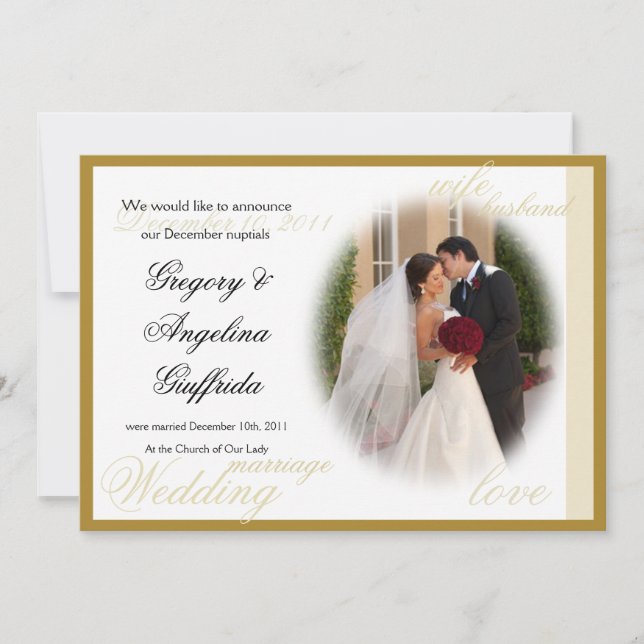 Anúncio de Casamento Clássico Elegante (Frente)