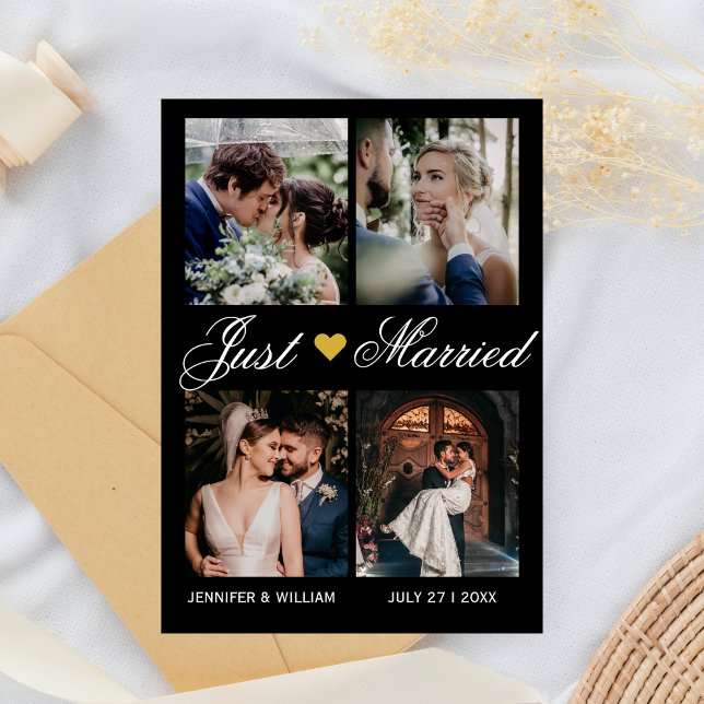 Anúncio de Casamento Colagem de Fotos Recém-Casado (Criador carregado)