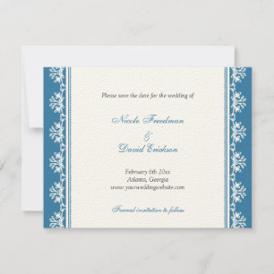 Anúncio de casamento com borda de filigrana azul é