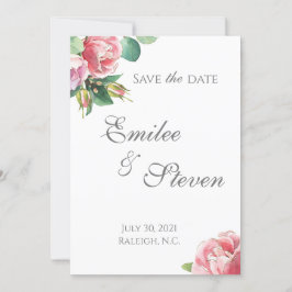 Anúncio de Casamento com Borda de Rosa em Aquarela