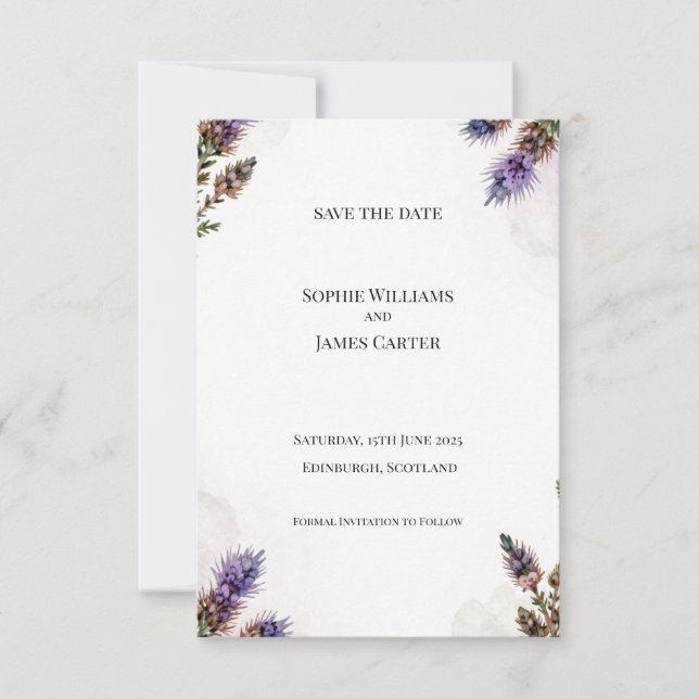 Anúncio de casamento com Cardo e Urze Escoceses (Frente)