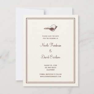 Anúncio de casamento com concha marrom save the da