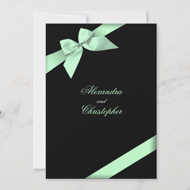 Anúncio de Casamento com Fita Verde Clara (Frente)