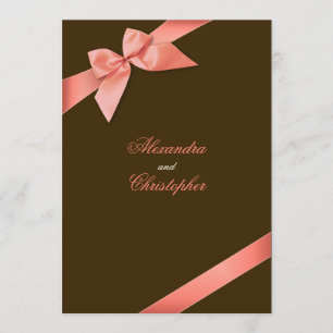 Anúncio de casamento com fita vermelha coral