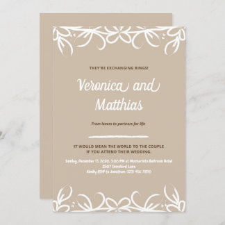 Anúncio de Casamento com Flores Rústicas Castanhas