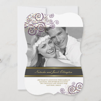 Anúncio de Casamento com Foto de Espirais Roxas Bo