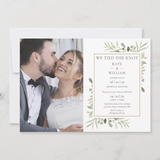 Anúncio de Casamento com Foto de Folhagem 'Tied Th (Frente)
