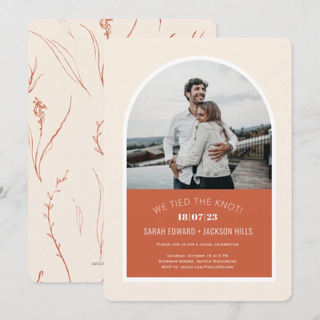 Anúncio de Casamento com Foto de Fuga Romântica Ar (Frente/Verso)