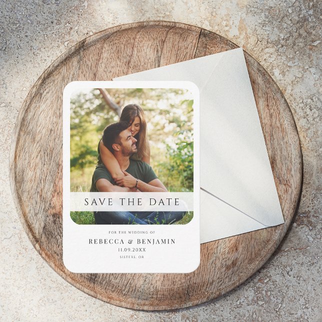 Anúncio de Casamento com Foto de Salve a Data (Modern Photo Wedding Save the Date Announcement Notecard)