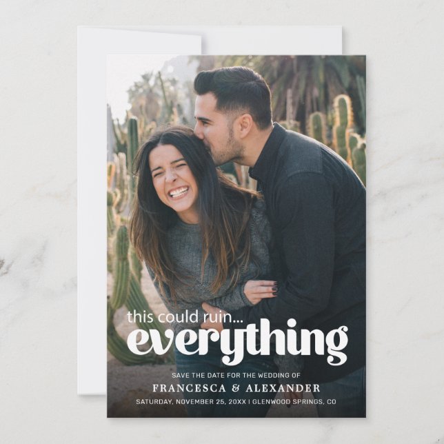 Anúncio de Casamento com Foto e Tipografia Diverti (Frente)