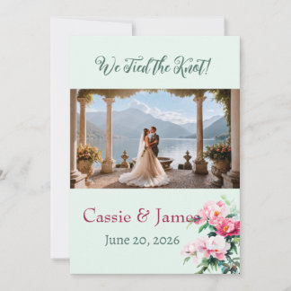 Anúncio de Casamento com Foto Floral Romântica