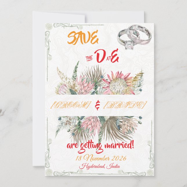 Anúncio de Casamento com Grama Pampas Terracota (Frente)