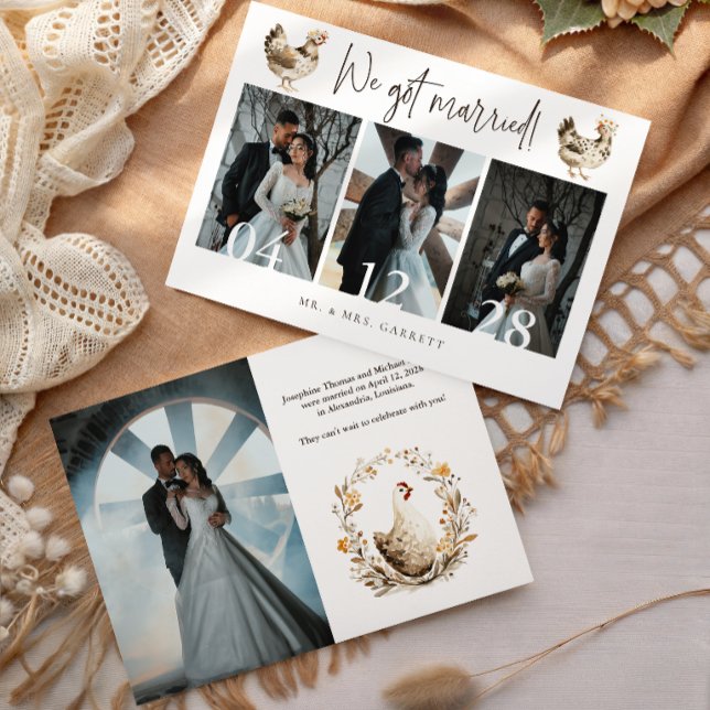 Anúncio de Casamento com Múltiplas Fotos de Frango (Criador carregado)