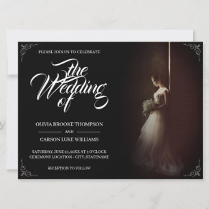 Anúncio de casamento com noiva de pé - Clássica