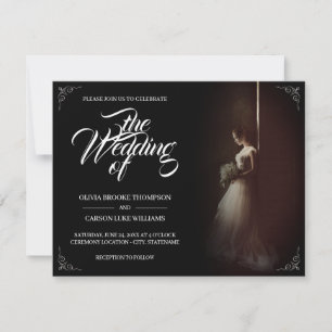 Anúncio de casamento com noiva de pé - Clássica