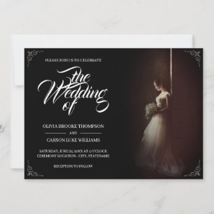 Anúncio de casamento com noiva de pé - Clássica
