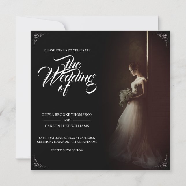 Anúncio de casamento com noiva de pé - Clássica (Frente)