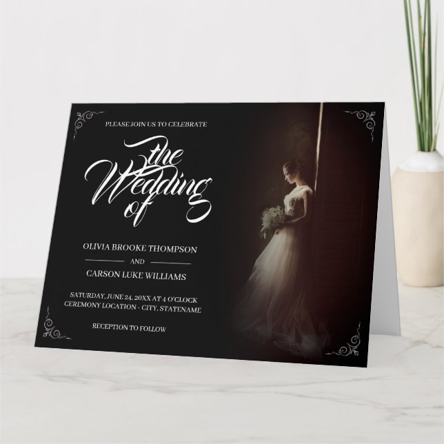 Anúncio de casamento com noiva de pé - Clássica (Frente)