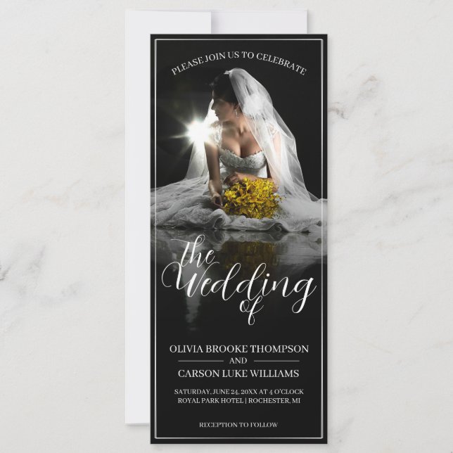 Anúncio de casamento com noiva sentada - Clássico (Frente)