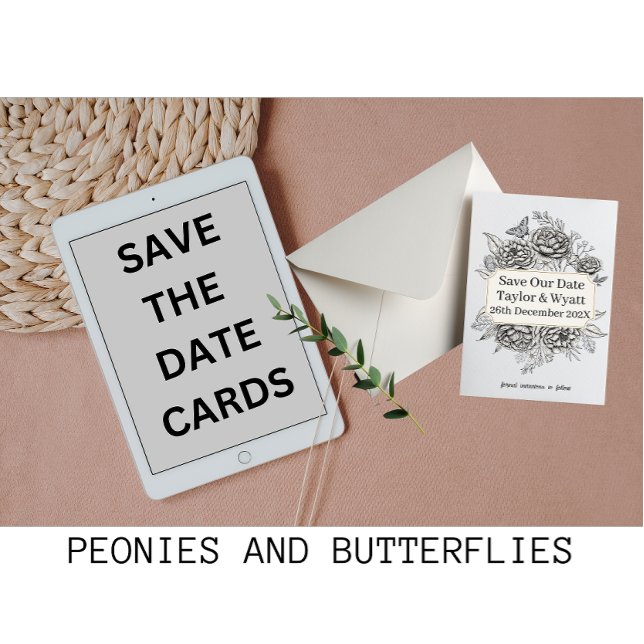 Anúncio de Casamento com Peônias Save Our Date (Criador carregado)