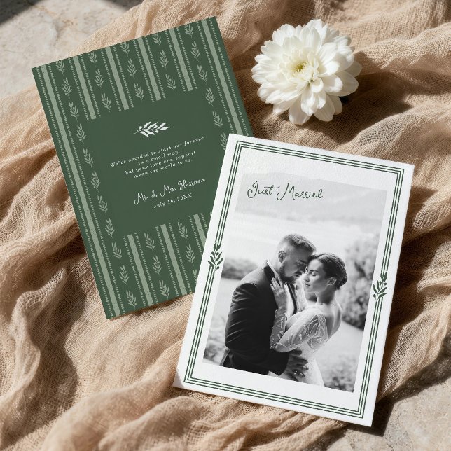 Anúncio de Casamento com Ramo de Oliveira em Verde (Criador carregado)