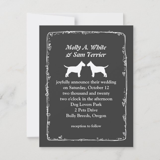 Anúncio de Casamento com Silhuetas de Bull Terrier (Frente)