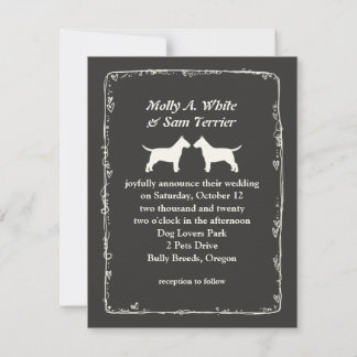 Anúncio de Casamento com Silhuetas de Bull Terrier