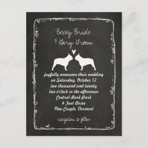 Anúncio de Casamento com Silhuetas de Bulldog Fran