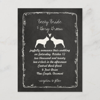 Anúncio de Casamento com Silhuetas de Bulldog Fran