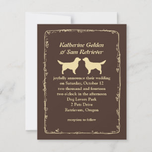 Anúncio de Casamento com Silhuetas de Golden Retri