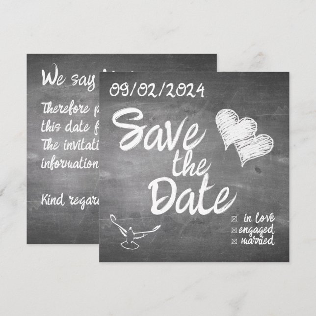 Anúncio de Casamento com Tipografia de Quadro Negr (Frente/Verso)