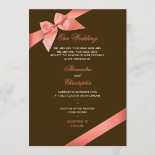 Anúncio de casamento Coral Red Ribbon 2