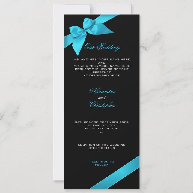 Anúncio de Casamento da Faixa de Fita Turquesa 2 (Frente)