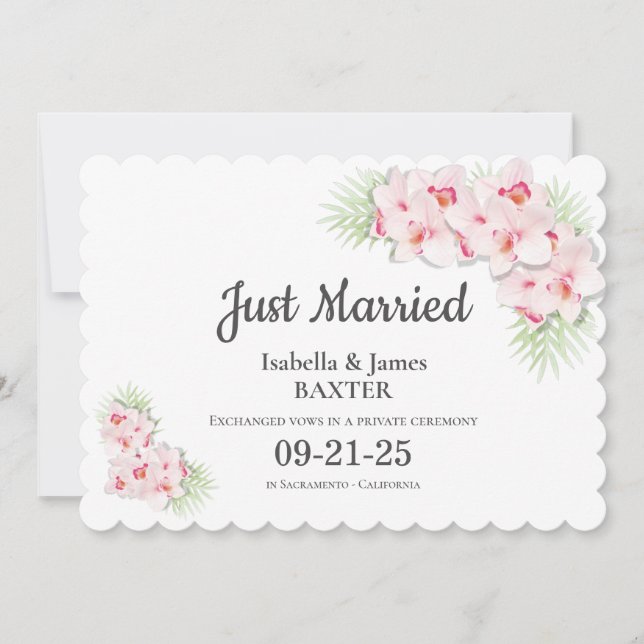 Anúncio de casamento da Orquídea Rosa Elegante (Frente)