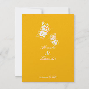 Anúncio de casamento de borboletas amarelas simpl