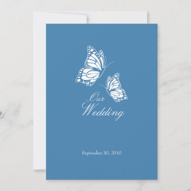 Anúncio de casamento de borboletas azuis simples 2 (Frente)