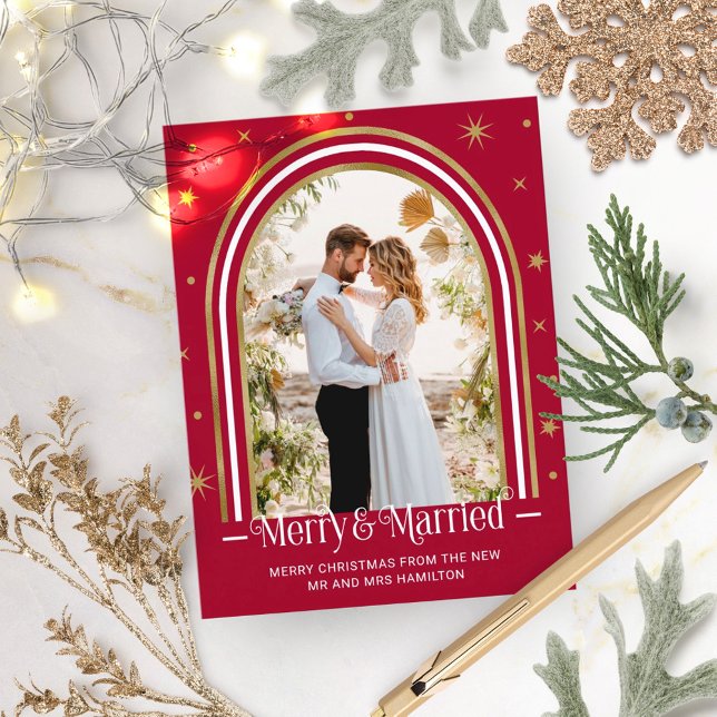 Anúncio de Casamento de Feriado de Arch e Feliz (Criador carregado)