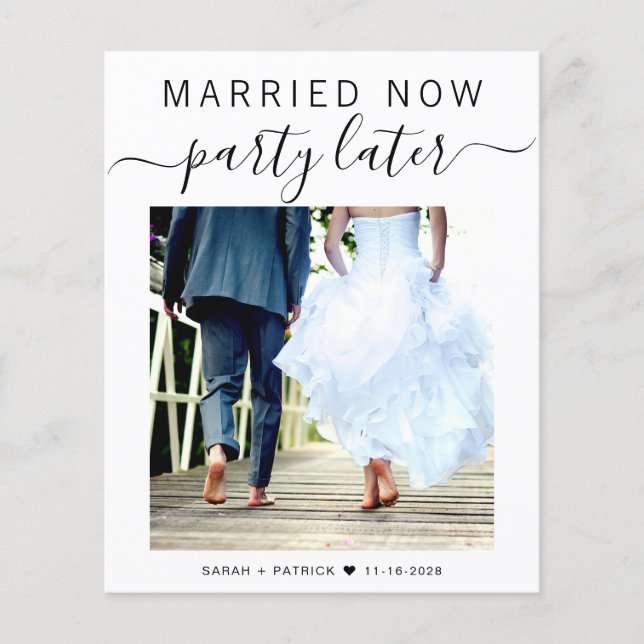 Anúncio de Casamento de Foto de Elopemento de Orça (Frente)