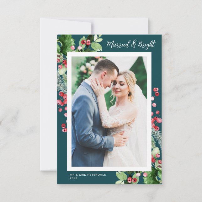 Anúncio de casamento de fotos de natal casadas (Frente)