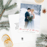 Anúncio de casamento de fotos de natal casadas<br><div class="desc">Um design de cobertura de fotos moderna com escrita vermelha e uma bela imagem. As cores e o texto,  incluindo a imagem,  podem ser personalizados.</div>