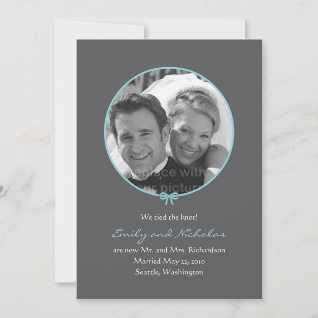 Anúncio de casamento de fotos simples - Azul (Frente)