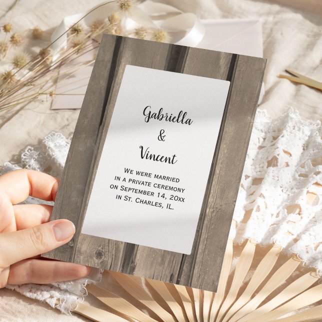 Anúncio de Casamento de madeira do País da Rússia (Announce you're hitched with the Rustic Barn Wood Marriage Announcement.)