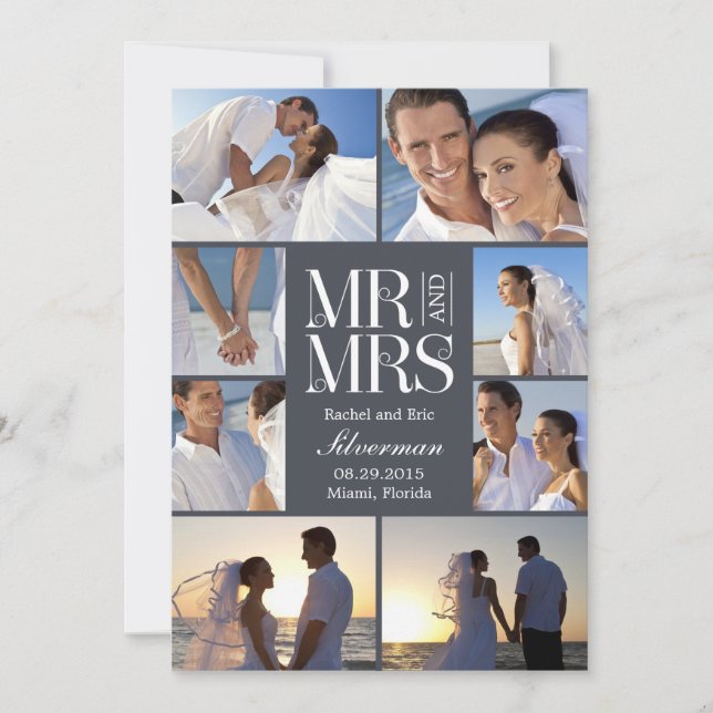 Anúncio de casamento de Montage - Cinza (Frente)