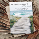 Anúncio de casamento de Nantucket Beach Eloped<br><div class="desc">Nantucket, praia de areia branca, com calçadão de madeira anúncio de casamento e convite de recepção com a mensagem "Tudo o que você precisa é amor e praia." Para o casal que fugiu na praia e quer convidar família e amigos para comemorar com uma recepção. Adicione seus detalhes à parte...</div>